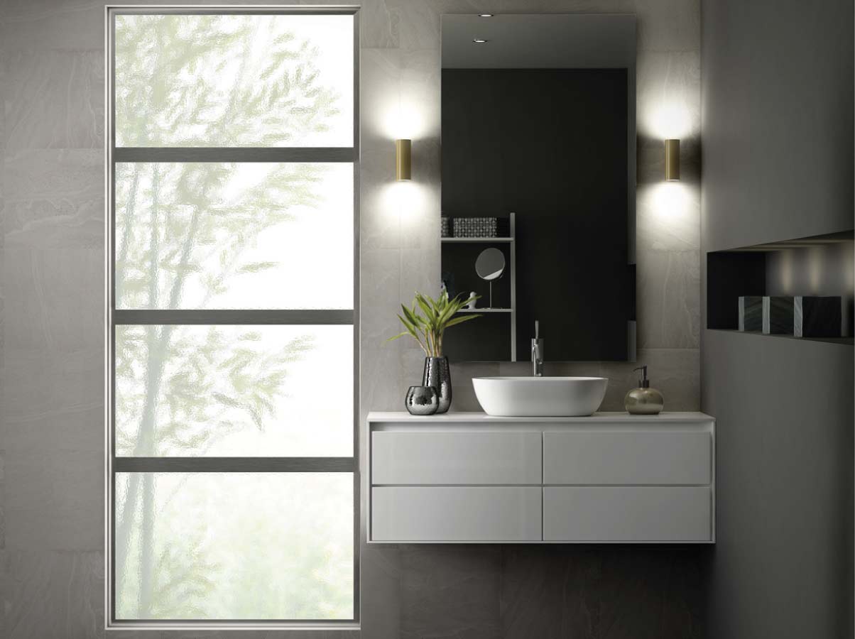 Ventana fija baño minimalista